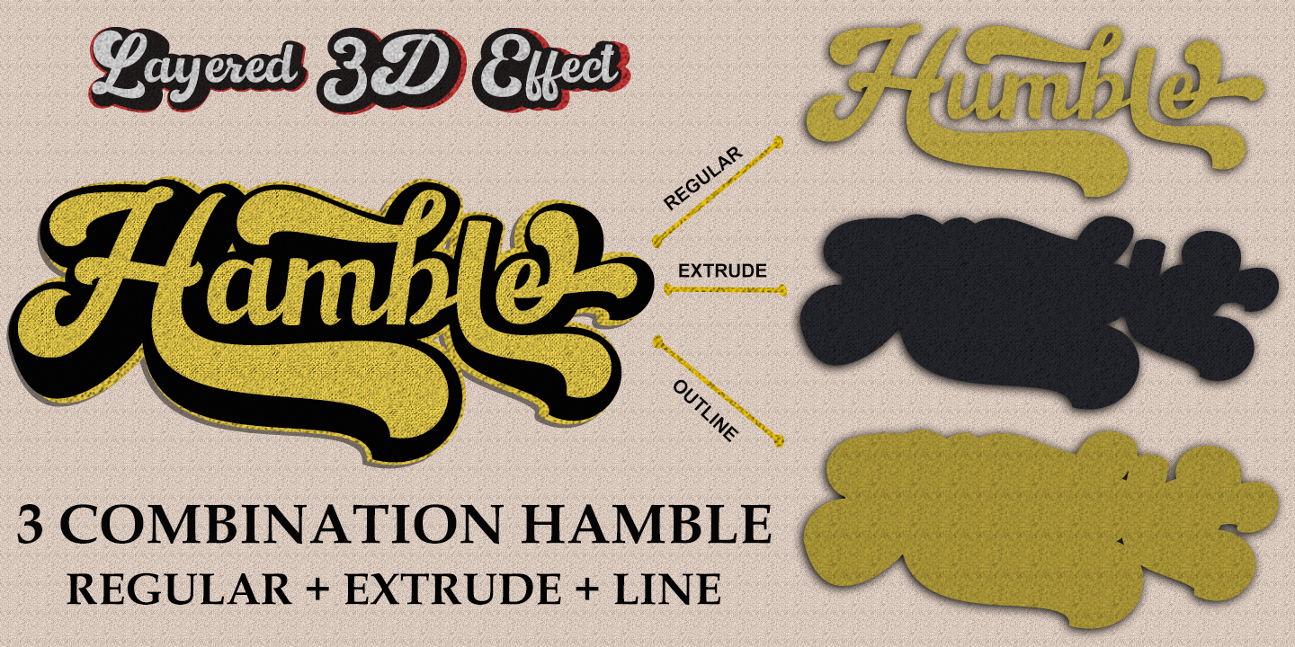 Hamble Extrude Font preview